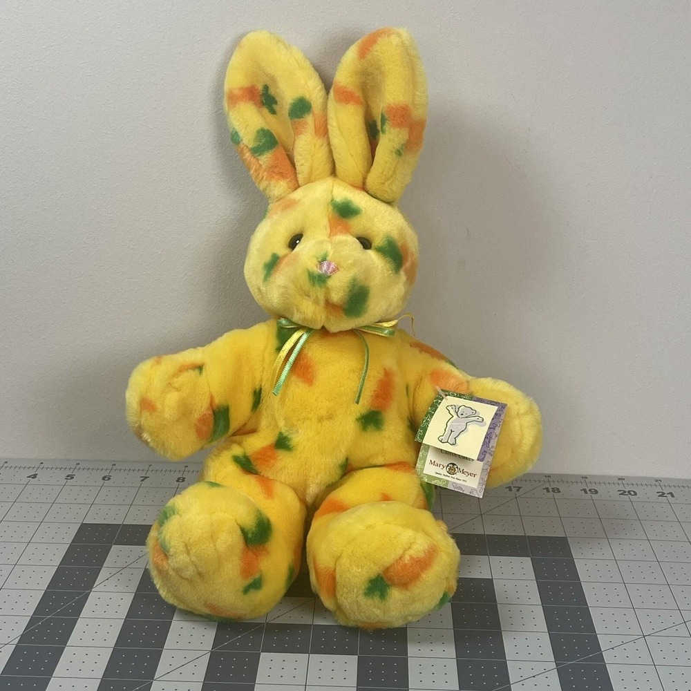 Vintage 1999 Mary Meyer Carrot Cakes Yellow Plush Stuffed Bunny 14" Collectible